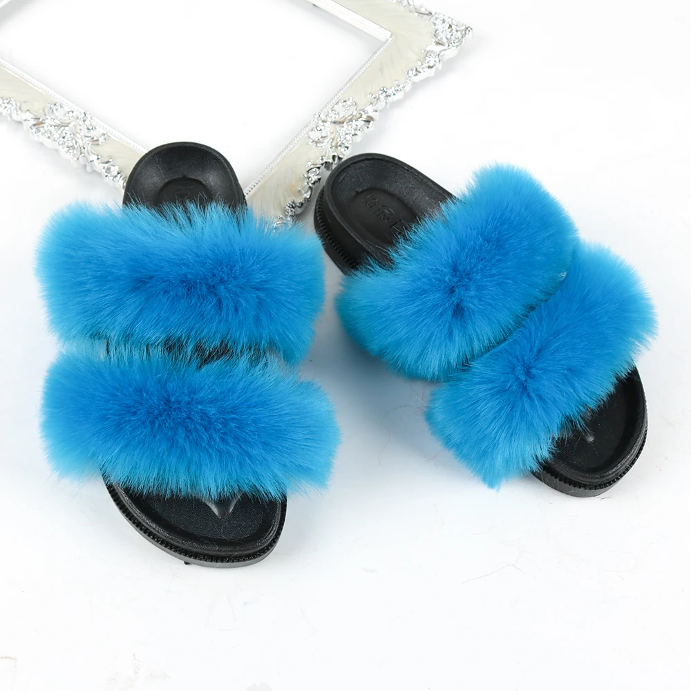 

faux fur sliders slippers women Fluffy fur sliders