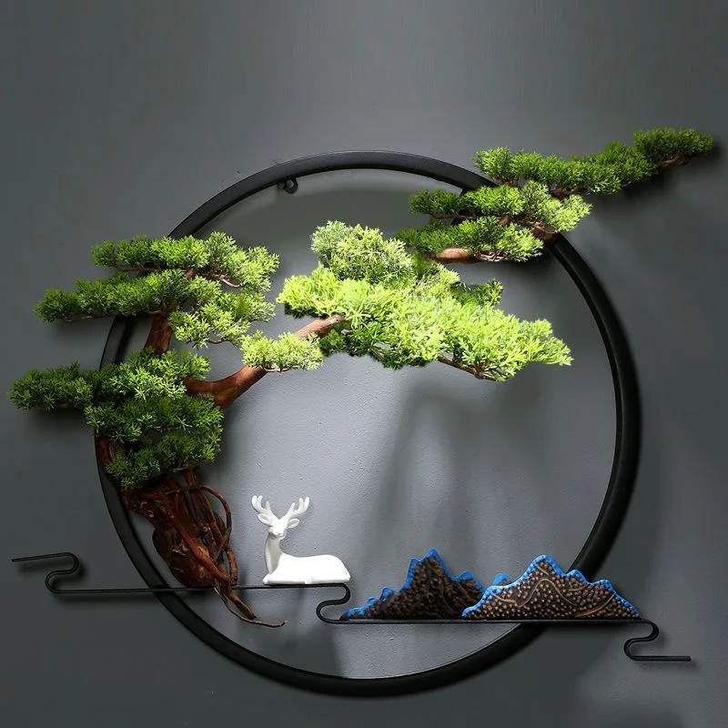 80cm Pine Tree Bird Hangings Sofa Background Wall Decoration Creative Restaurant Porch Painting Wall Decoration Art Pendant