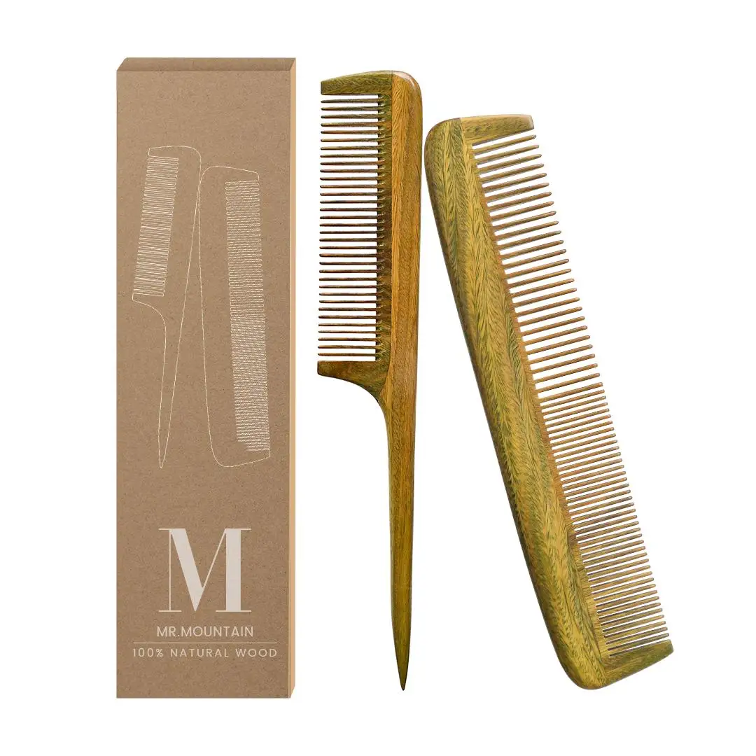 

Wooden Double Head Wide Tooth Fine Tooth Comb High Quality Sandalwood Detangling Hair Cutting Comb