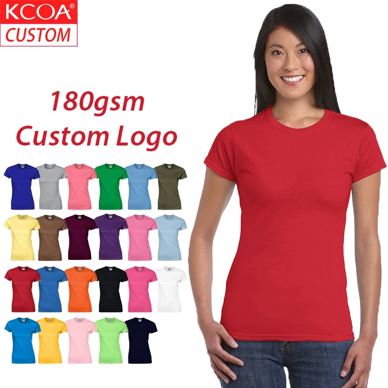 

KCOA Fast Delivery Custom Female Screen Printing 100% Cotton T Shirt For Promotion, 23 colors or custom colors