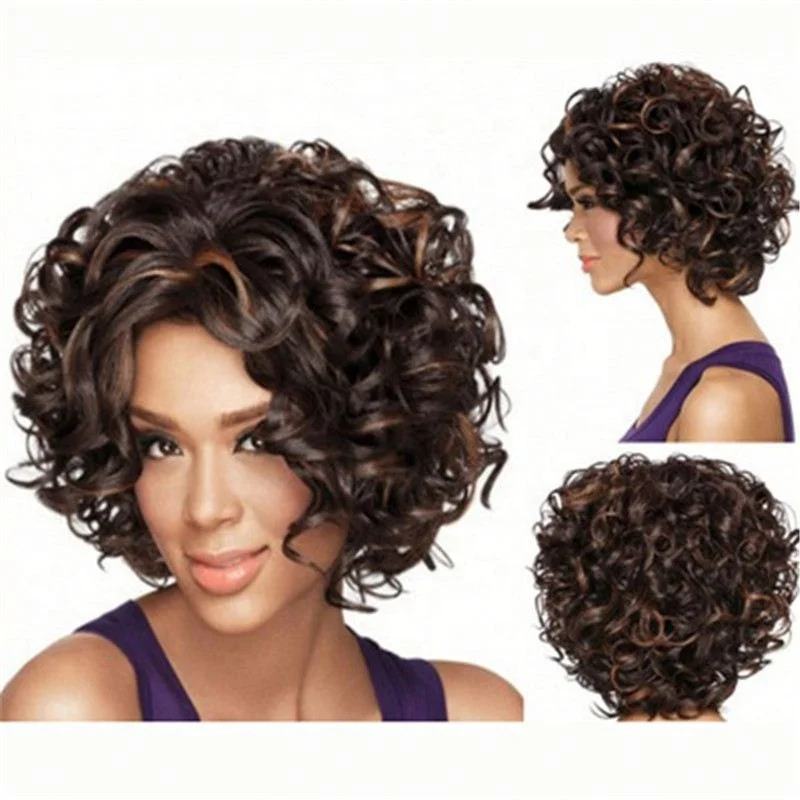 

Hot European And American Gray Color Wigs For Women Short Curly Hair
