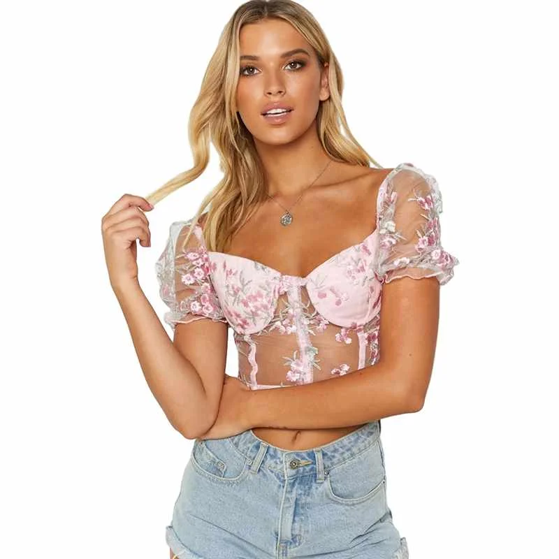 

Women Sexy Crop Tops New Arrival Color Pink Color V-neck Tops Blouse For Girls Ladies Crop Top