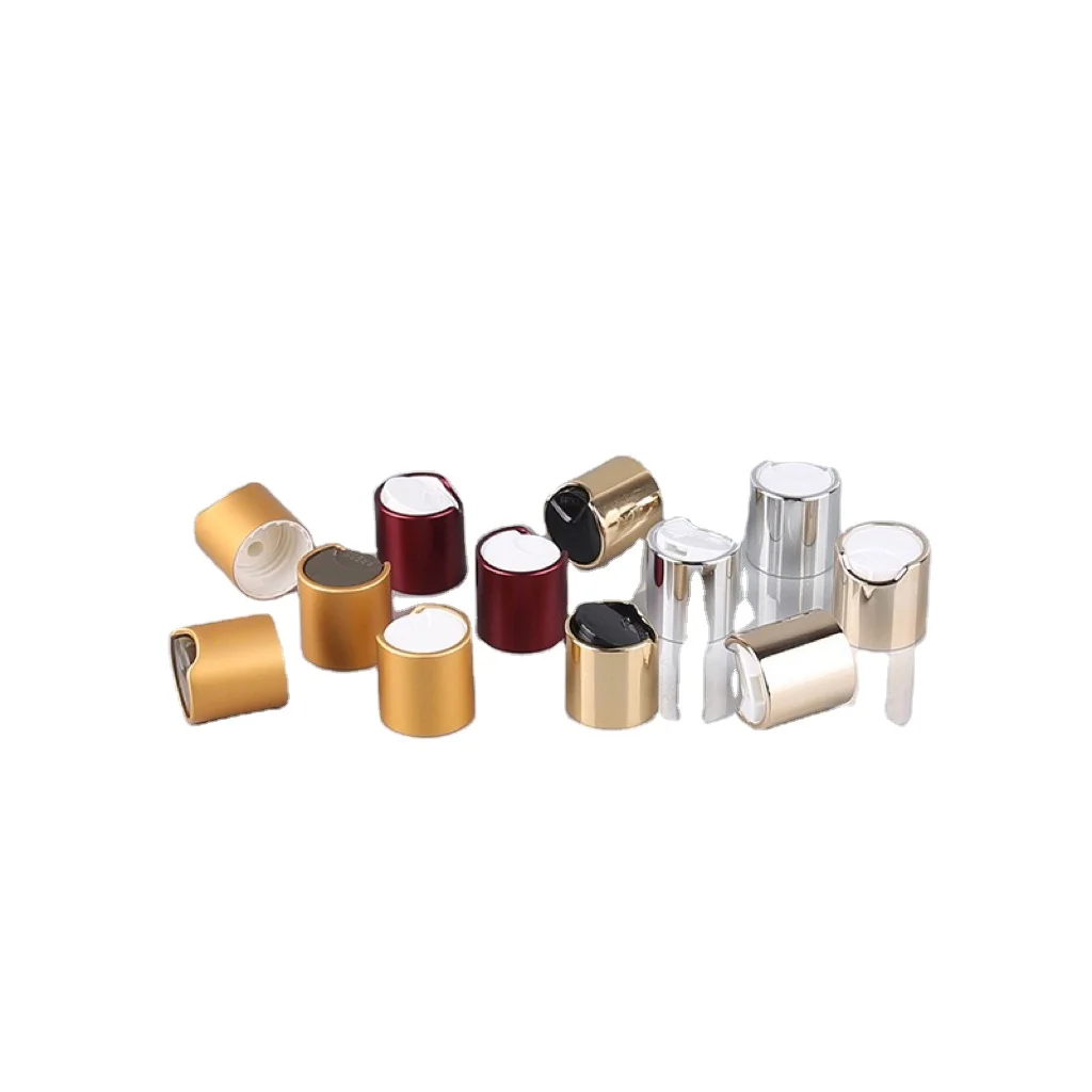 Ready To Ship Silvery Golden Press Cap 20/410  24 410 Aluminum Gold Disc Top Cap For Lotion Bottle