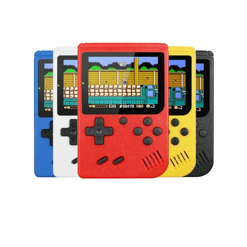 

500 in 1 Retro game console, mini handheld game console 3.0-inch color screen rechargeableTV two-player battle game console, Red, blue, black, yellow, white