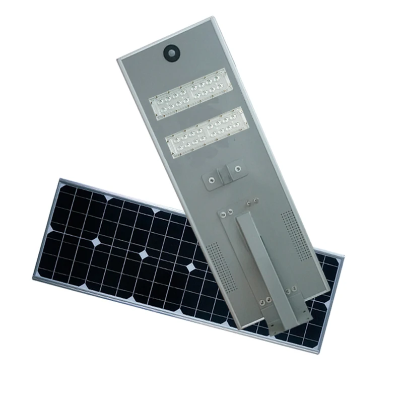 All in One Integrated LED Floodlight Outdoor Solar Street Light 40W Motion Sensor IP67 with Pole for Garage Park Square Stadium