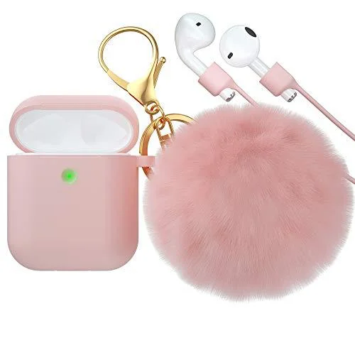 

Women Keychains Anti-lost Strap For Airpods Pro Silicone Cover Case Protective For Airpod Case With Fluffy Fur Ball