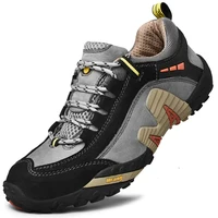 

Outdoor Sport Trekking Black Genuine Leather Anti-Slip Waterproof Hiking Shoes For Men