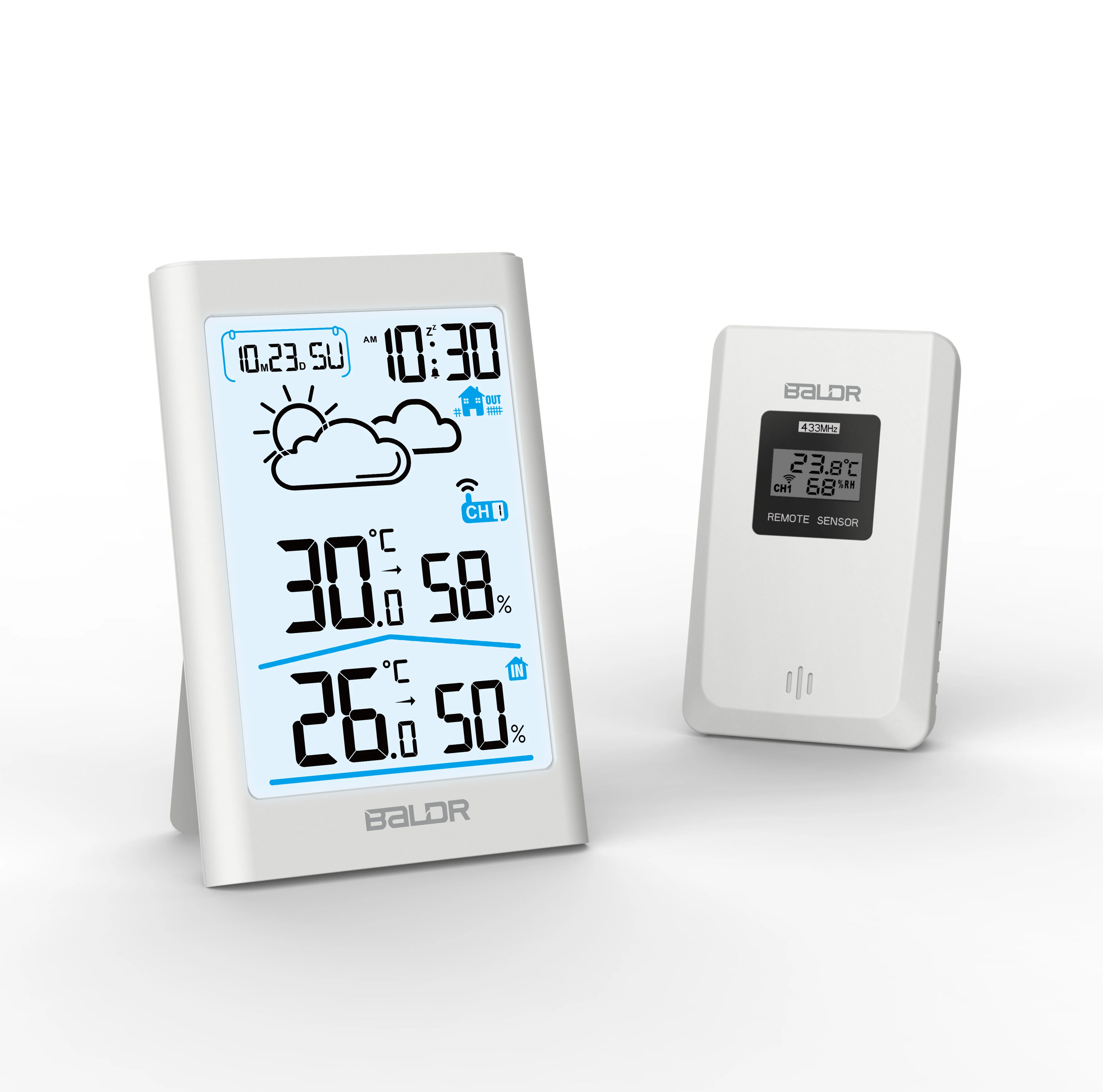 

BALDR B0341 Digital Weather Station Indoor/Outdoor Thermometer Hygrometer with Sensor Weather Forecast Wireless Wall Clock I