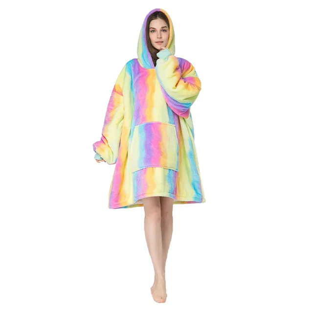 

In stock colors fast delivery low MOQ fleece wearable blanket women allover printing plus size funny hoodie, Customized