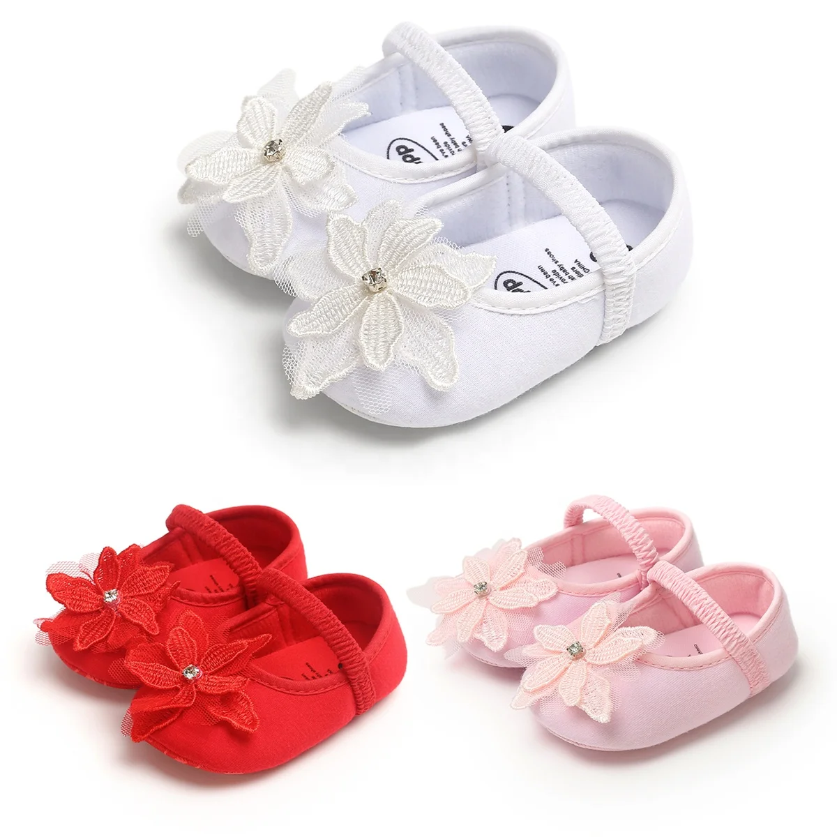 

Flower Rhinestone Baby Girl Oem Handmade Ballerina Mary Jane Toddler Shoes
