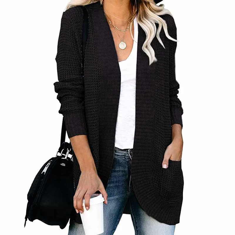 

Mzl's Love Plus Size Women Cardigan Arc-shaped Pocket Cardigan For Women