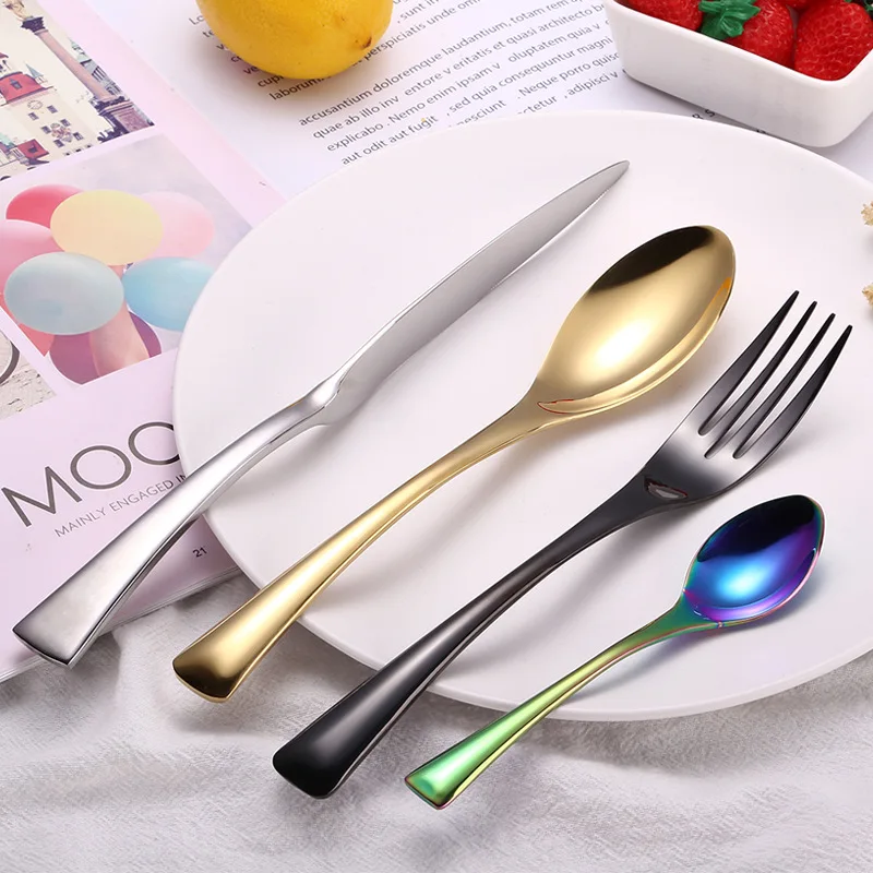 

Wholesale Luxury Elegant Kaya Mirror Knife Spoon Fork Flatware Set Stainless Steel Cutlery Set, Gold,black, rose gold, colorful, silver
