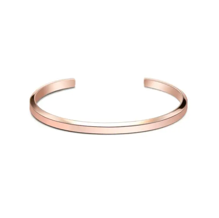 

simple minimalist 316L stainless steel plain design rose gold plated cuff bangle