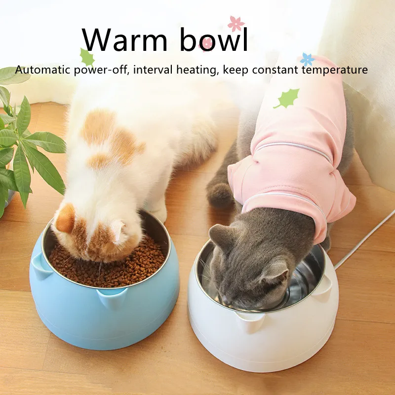 

Protect Cervical Spine 304 Stainless Steel Cat Food Bowl Cat Thermostatic Bowl Pet Heating Bowl