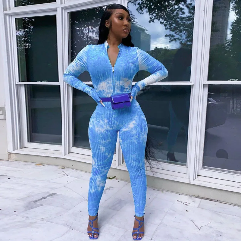 

FS3092A Hot sale women tie dye sexy sports fitness jumpsuit