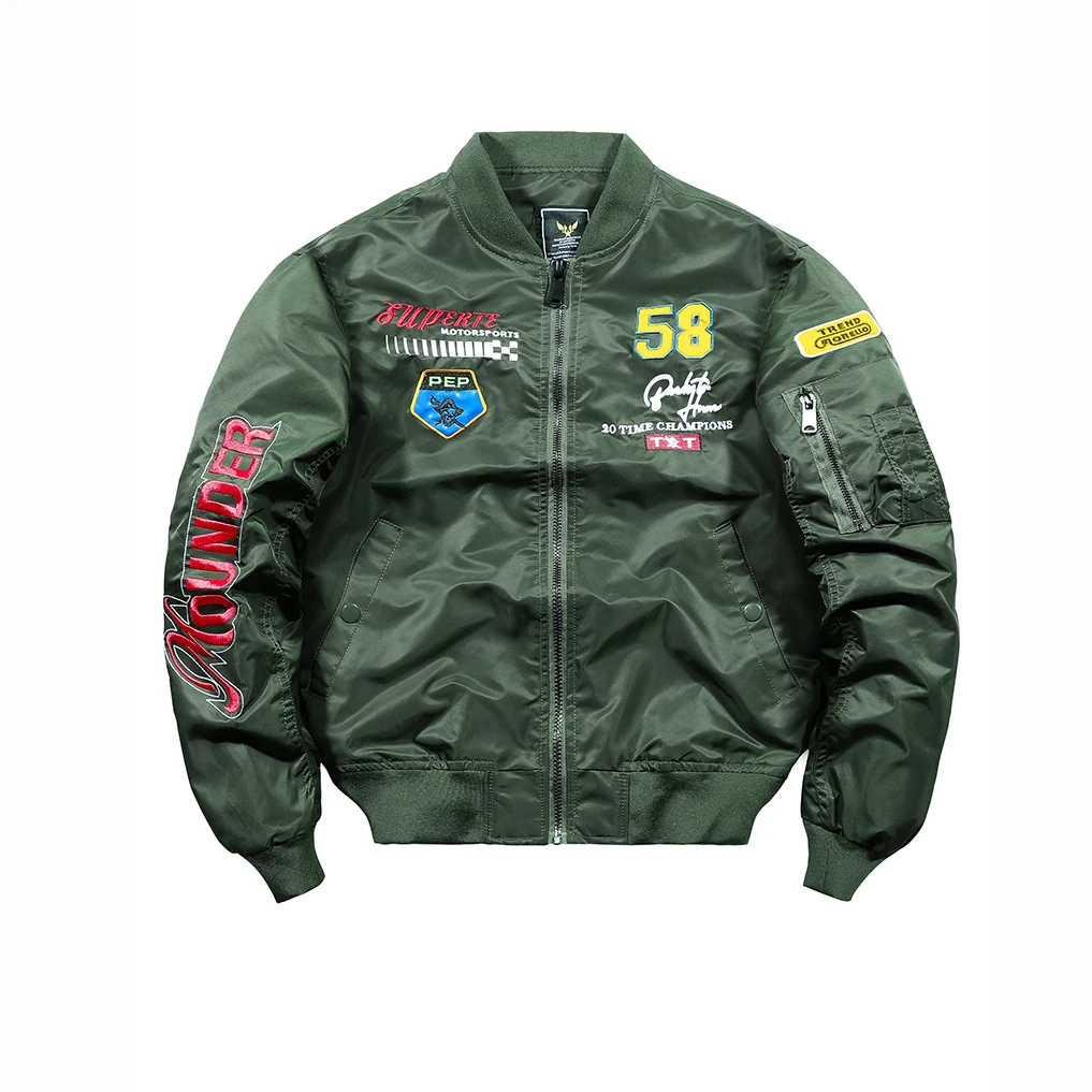 

Army Green Bomber Jackets Mens MA1 Oversized High Quality Embroidery Casual Jacket Coats For Men Autumn Winter clothing