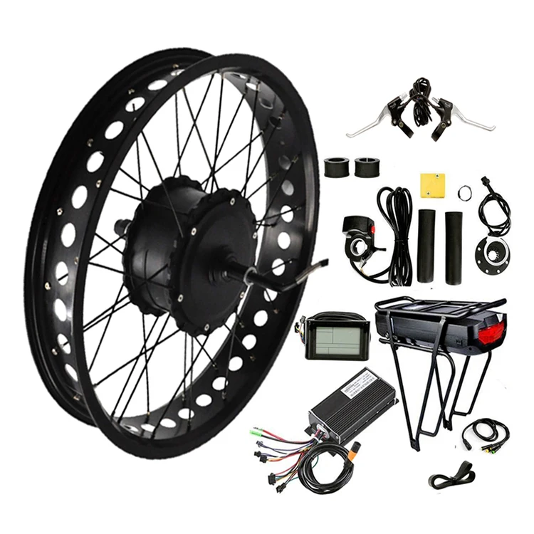 

26*4.0 Fat Tire Ebike Conversion Kit 3000w 5000w Electric Bicycle Parts for DIY Brushless Hub Motor Optional Lithium Battery