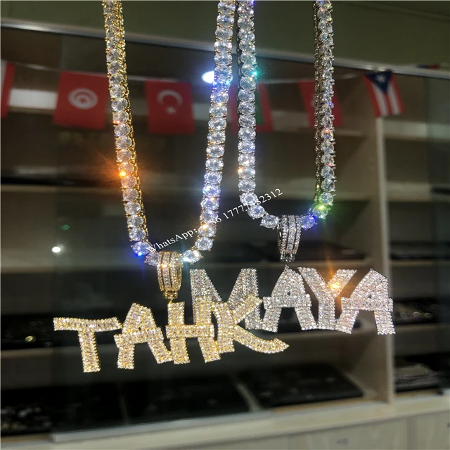 

FOXI tennis blink Diamond gold plated Custom Name Necklace Jewelry custom Gift for person