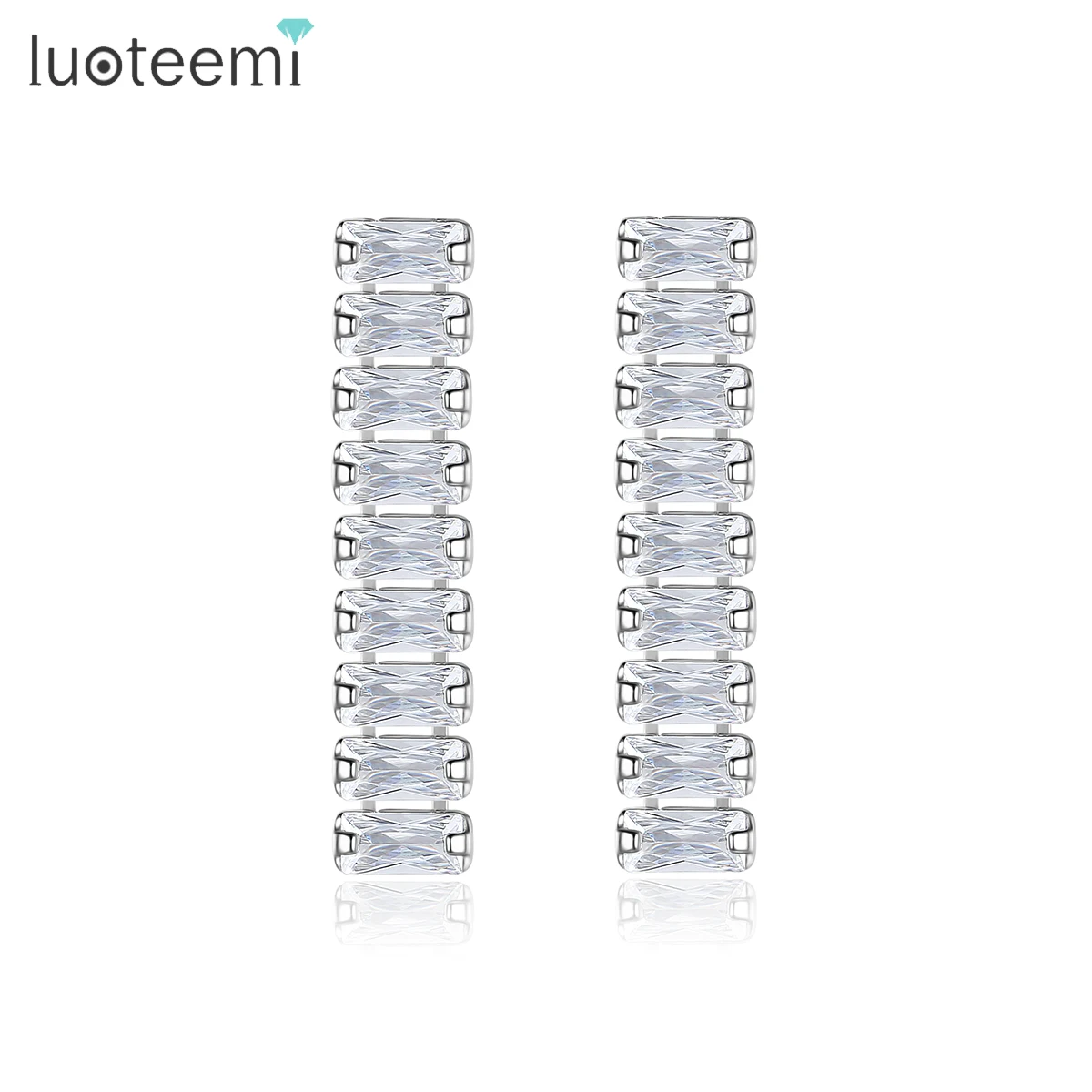 

LUOTEEMI Zirconia New Tassel Charm Popular Earing Jewelry Elegant Korean Fashion Minimalist CZ Chain Earrings