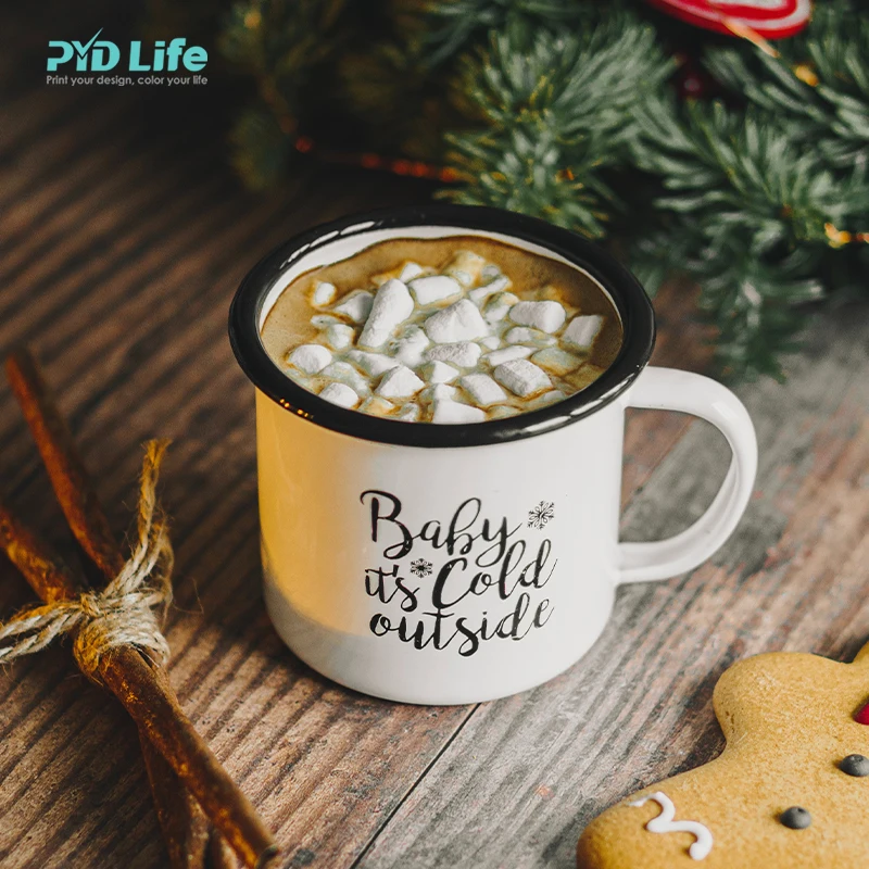 

PYD Life Wholesale Custom Sublimation Coffee Mugs Coffee Campfire Outdoor Christmas Enamel Mug Custom Logo, 10 colors