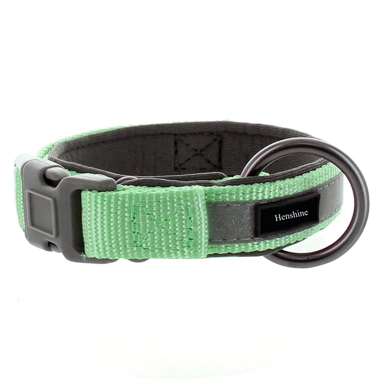 

Factory supply New style Customized Reflective Adjustable Nylon dog collar for pet, Black, brown,green, yellow or customized