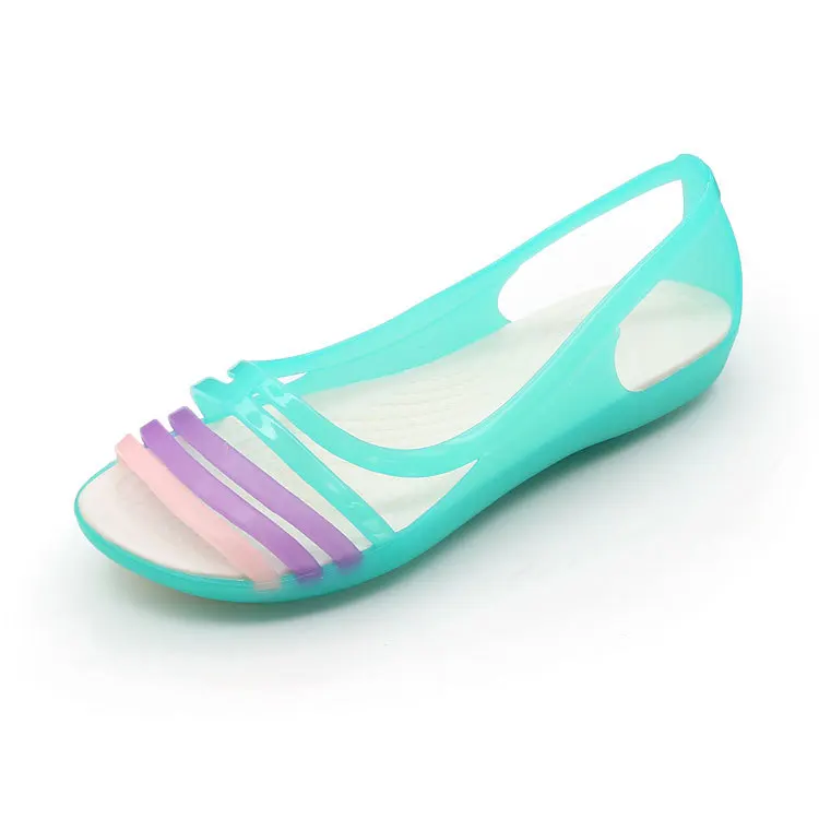 

Women Jelly Sandals 2021 Summer Rainbow Comfy Soft Beach Shoes Female Flat Rubber Casual Candy Color size  Jelly Shoes
