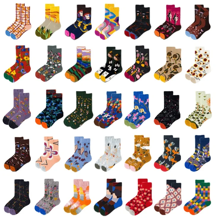 

Animal Flower Fruit Unisex Men Women Fun Dress Casual Pattern Crew Funny Socks custom combed cotton colorful socks unisex