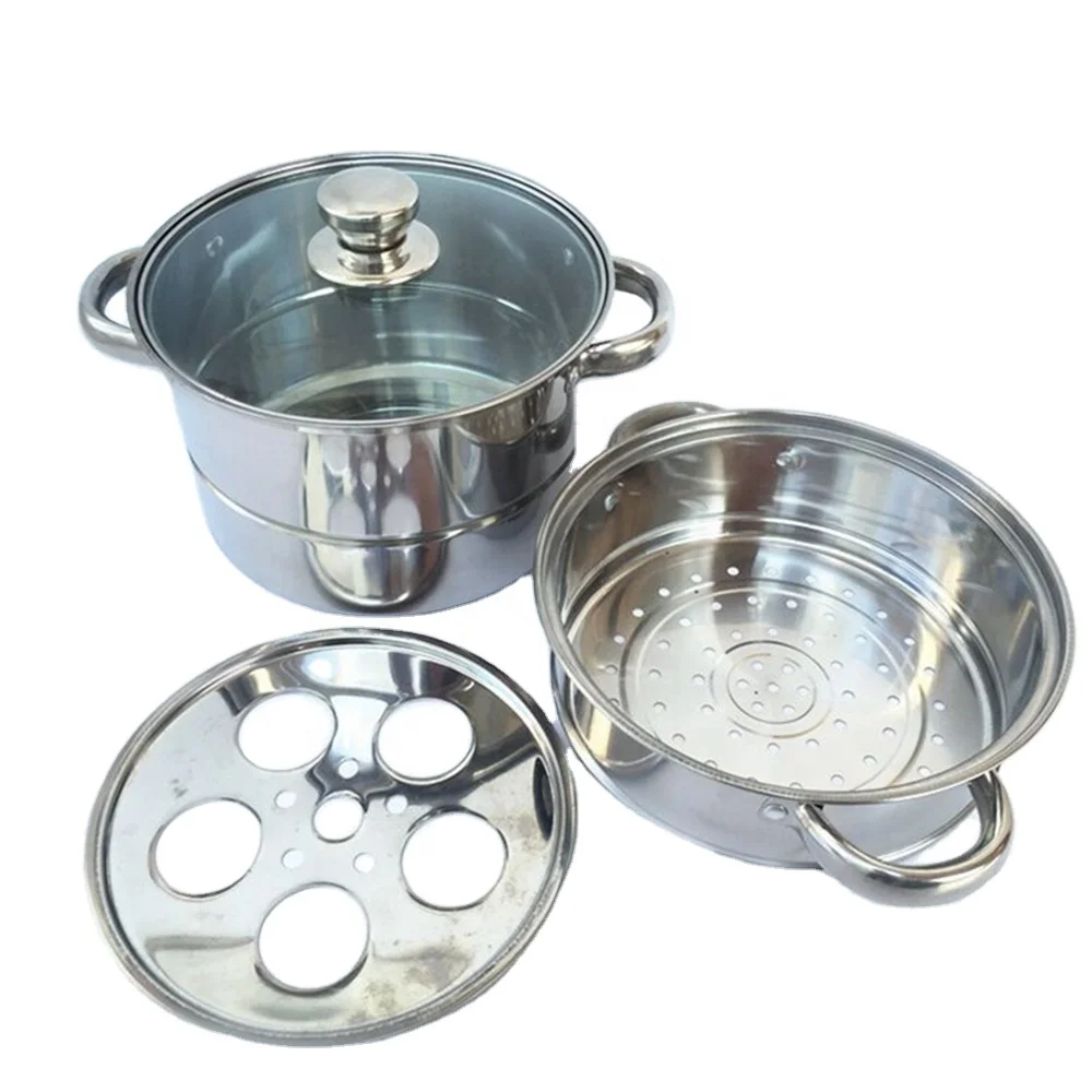 

wholesale Multi function kitchenware stainless steel multi layer steamer soup pot for home gas stove induction cooker