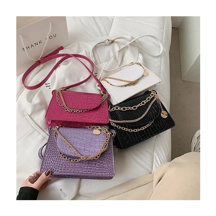 

Luxury Crocodile Pattern Flap Messenger Bags High Sense PU Leather Handbags Chic Chain Shoulder Bags Lady Fashion Phone Purses