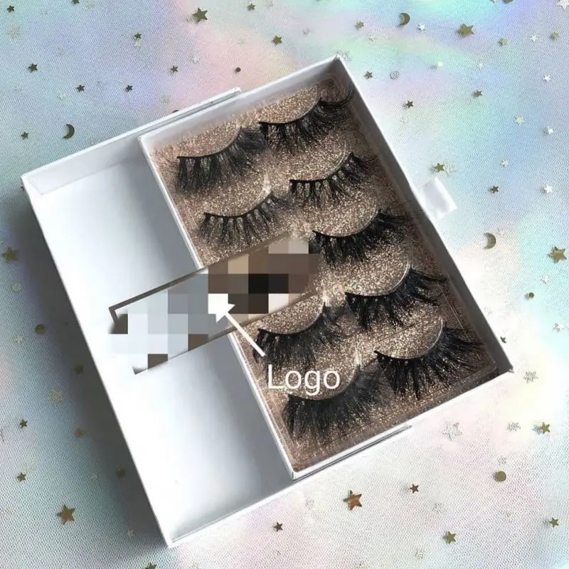 

25mm siberian mink eyelashes lashes 5 pair gliter with black lash box, Natural black