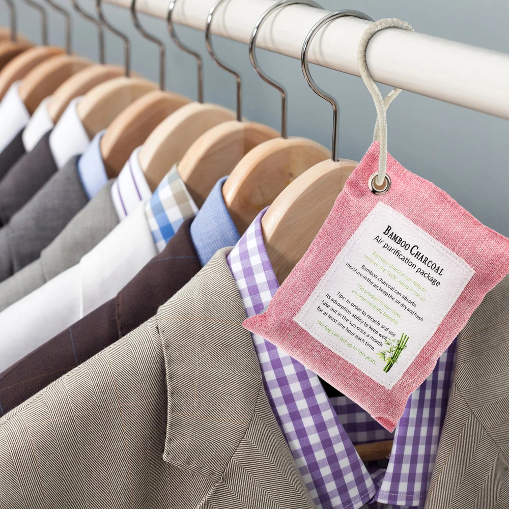 Bamboo Charcoal Air Purifying Bags 4 Pack 200g Natural For