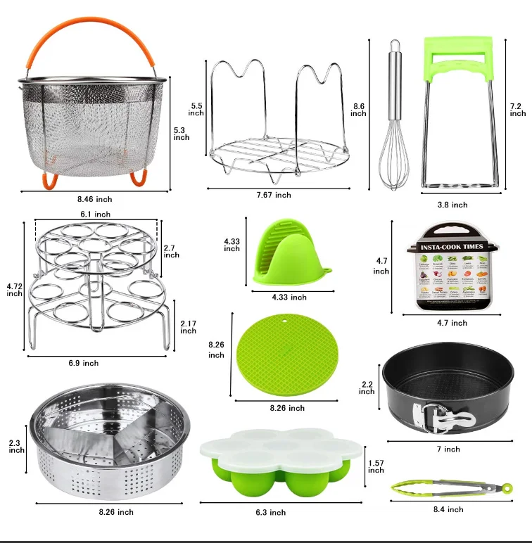 Instant Pots Accessories Set  Pressure Cooker Accessories Fit Instant Pots 6,8 Qt   14pcs each set