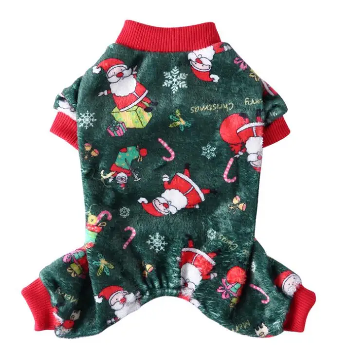 

High Quality Soft Dog Christmas Pajamas Cute Snowman Printed Four Legs Dog Clothes Pet Dog Pajamas, Optional