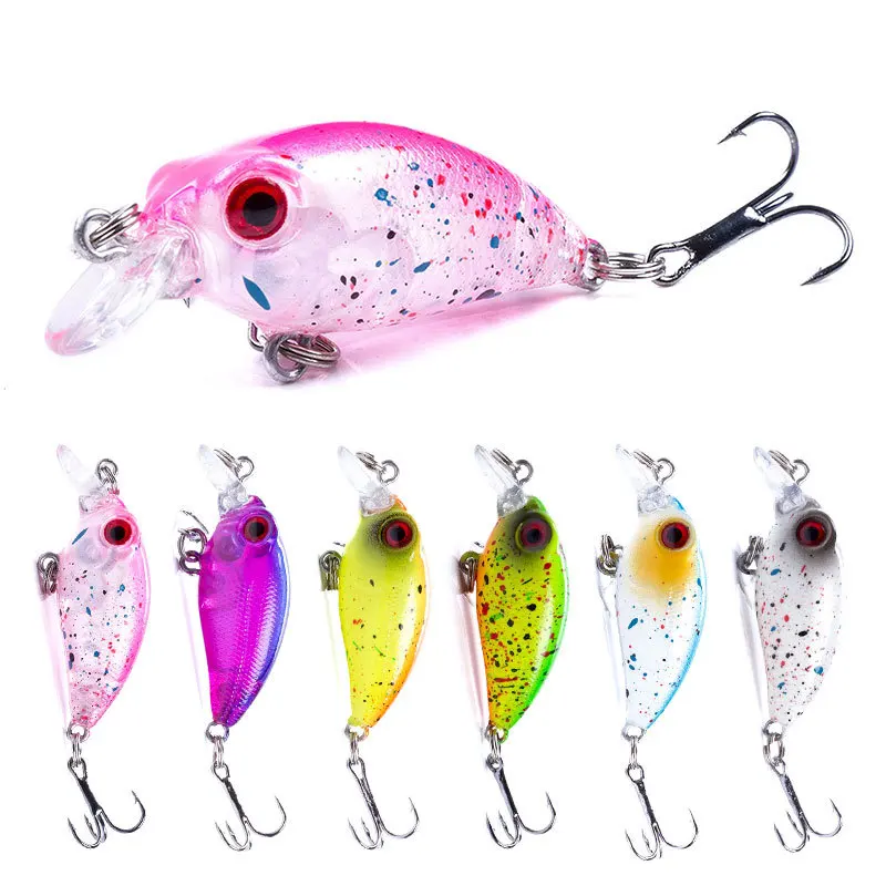 

Topwater Mini Fishing Crank Lure Bait Blank Small Crankbait Fishing Lures for Bass Trout Minnow Artificial Hard Baits, 6 colors