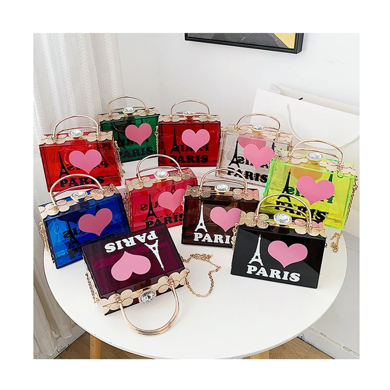 

Transparent Jelly Bag Women Diamonds Lock Hand Bag 2021 Summer New See-Through Girl Personality Chain Crossbody Bag Totes Bolsa