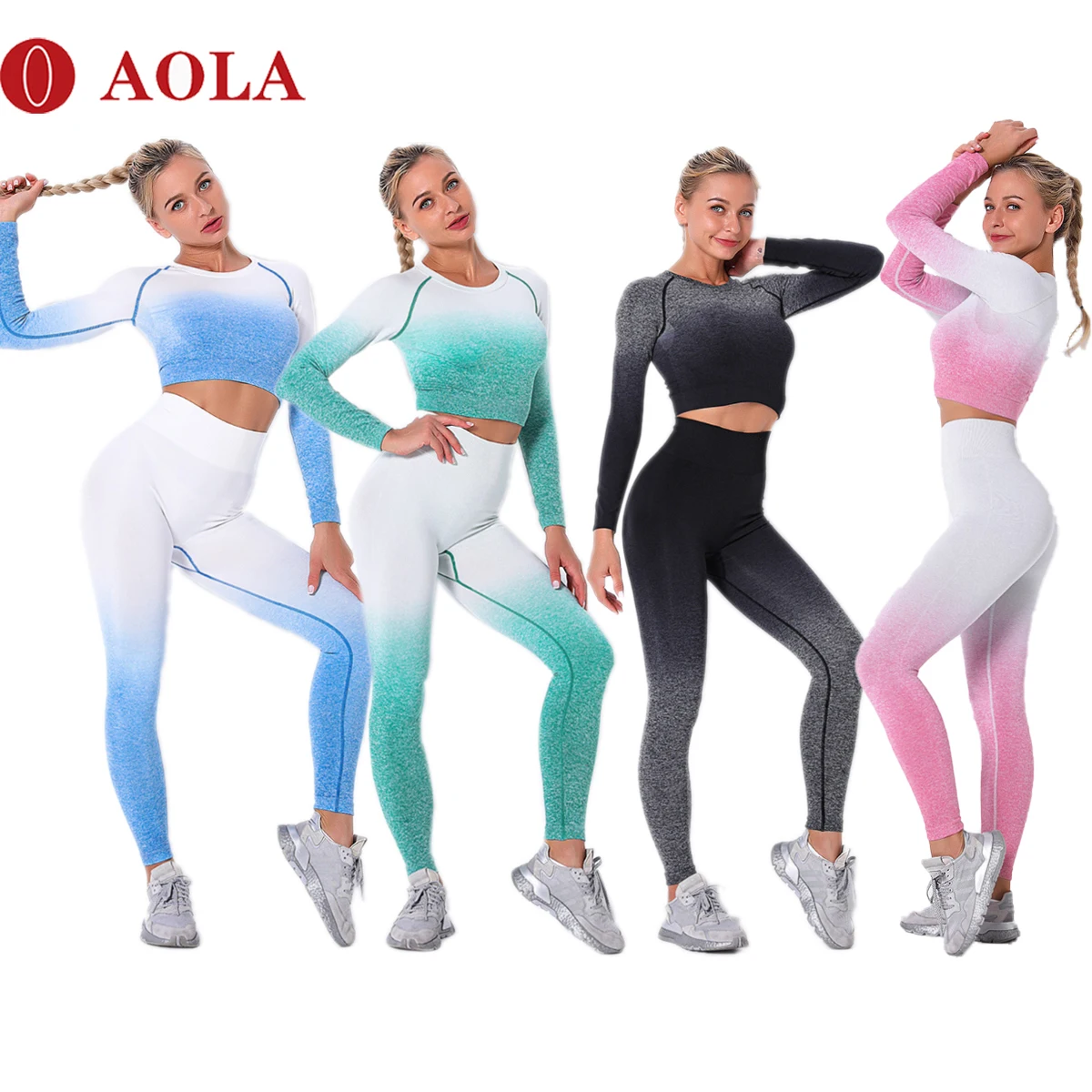 

AOLA NEW Plus Size Leggings Set Sexy Two Piece Women Sports Apparel 2020 Seamless Yoga Long For 2 Fitted Clothing