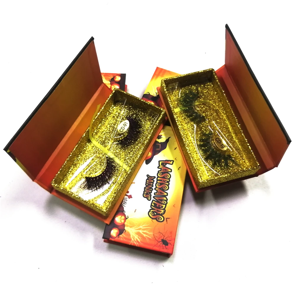 

25 mm Halloween exaggerated eyelashes, crazy party eyelashes, manufacturers wholesale custom labels, Colorful