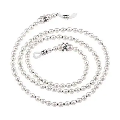 

Hand-beaded pearl anti-dropping glasses chain, White