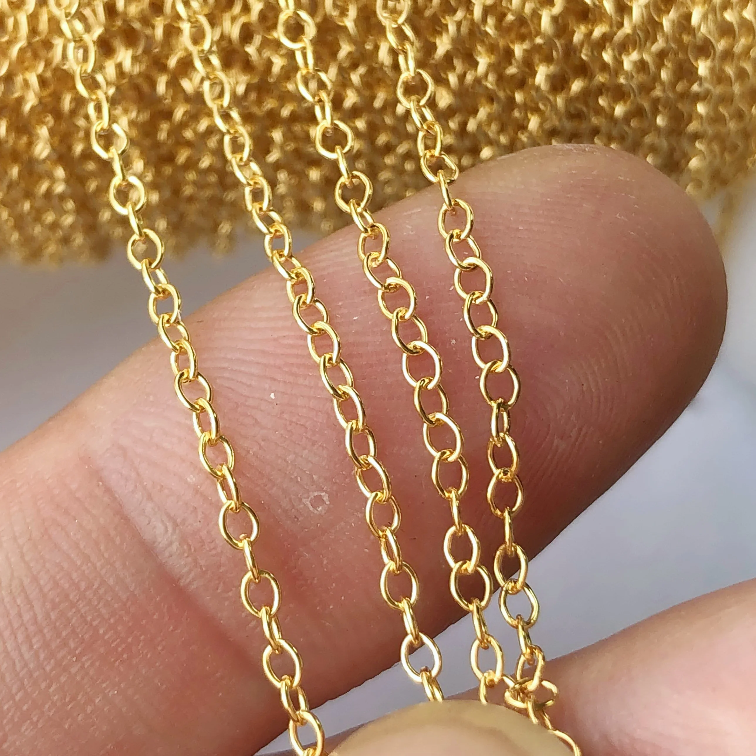 Factory wholesale 1.68mm round cable chain 925 sterling silver permanent jewelry 14k gold filled chain