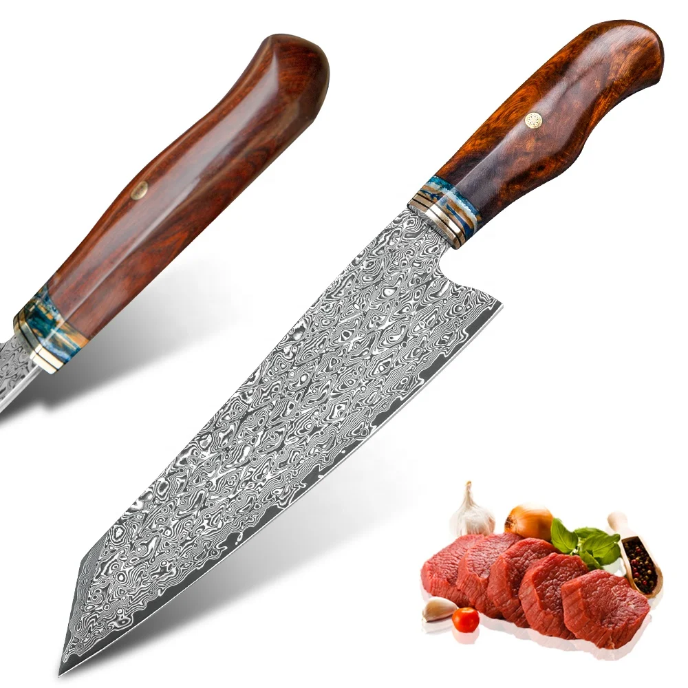 

NEW Handmade 8in America Desert Ironwood and Mammoth Fossil Handle Japanese VG10 Damascus Steel Kitchen Chef Knife