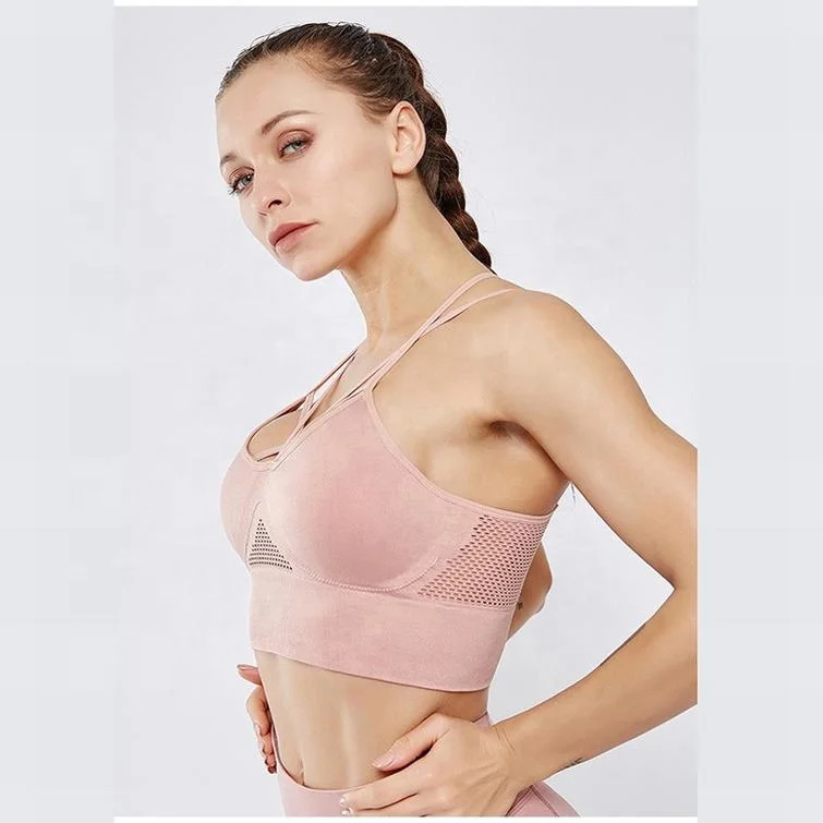 

Zhejiang knitted mesh jacquard fitness ladies high impact sports bra logo