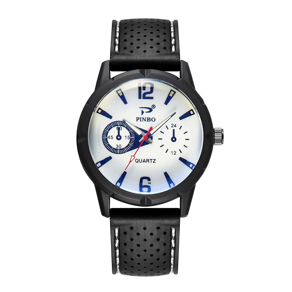 

Popular new fashion men's watch three eyes digital silicone watch band casual business watch, 6 colors