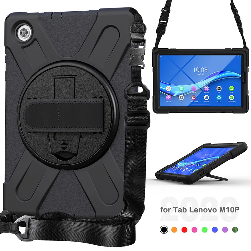 

For Lenovo Tab M10 Plus tablet TB-X606F TB-X606X military duty rugged silicone case 360 rotate stand screen protector