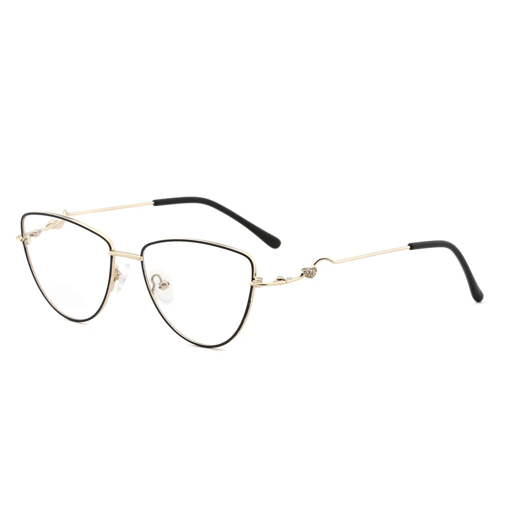 

Cat Eye Glasses Metal Frame Flower Decoration for Women with Non-prescription Clear Lens