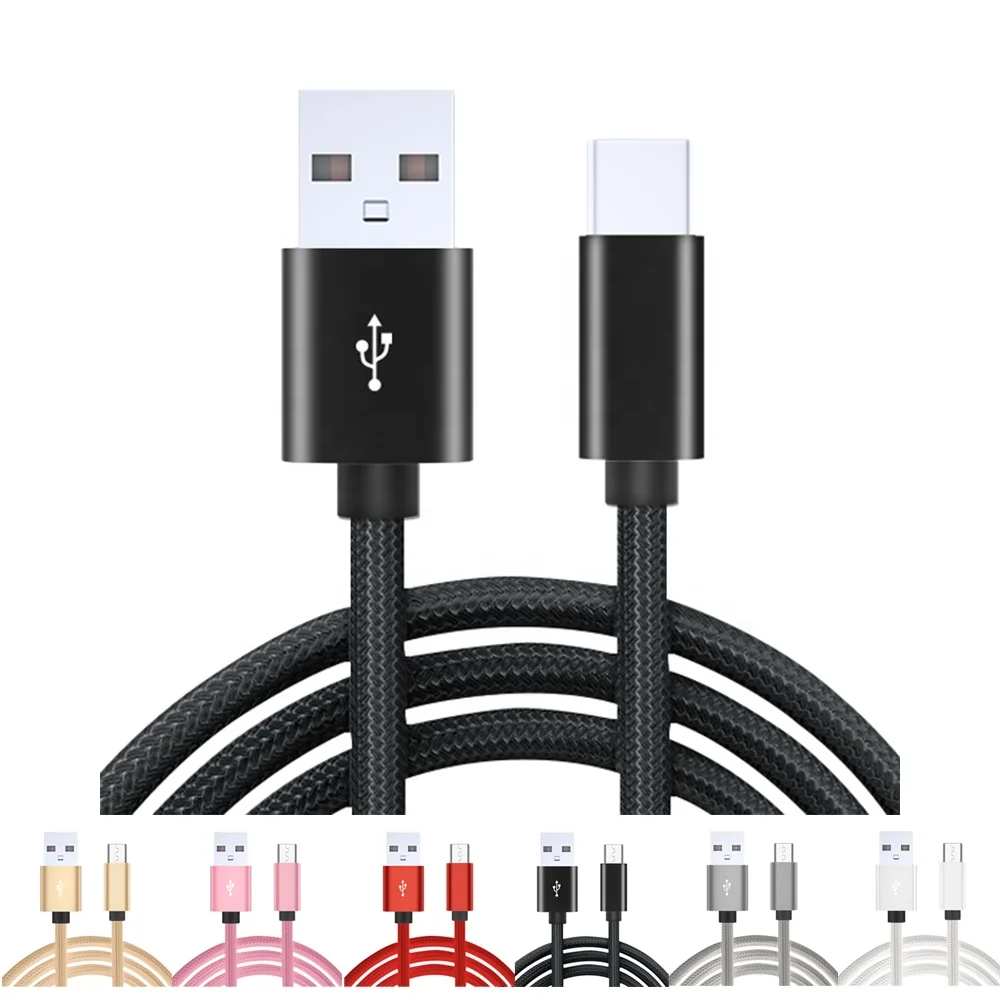 

WIK-FT Free Shipping 1M 3.3Fts Metal Case Type C Durable Nylon Braided Usb Cable, Black/gold/gray/red/pink/silver