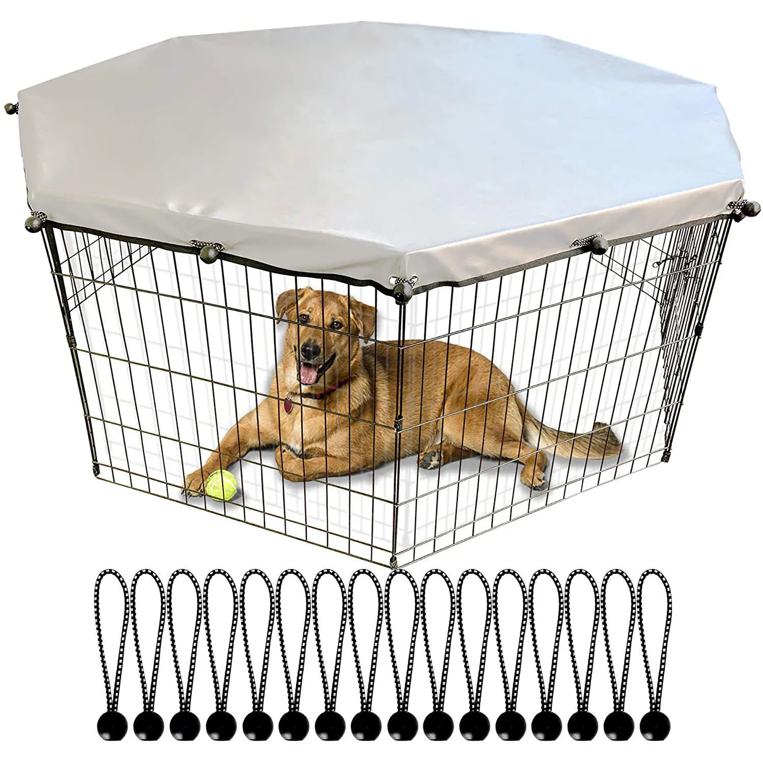 

Dog Crate Cover For Pet Dog Playpen Tent Crate Room Puppy Cat Rabbit Cage Sunscreen Rainproof, Silver