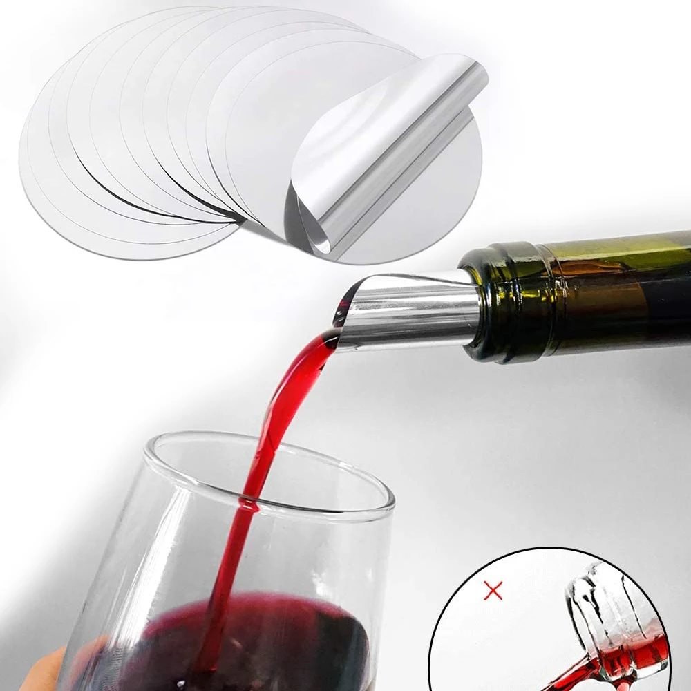 

Custom Wine Bottle Accessories Drop Stop Win Disk Premium Pourer And Drip-Proof Drop With Logo, Silver