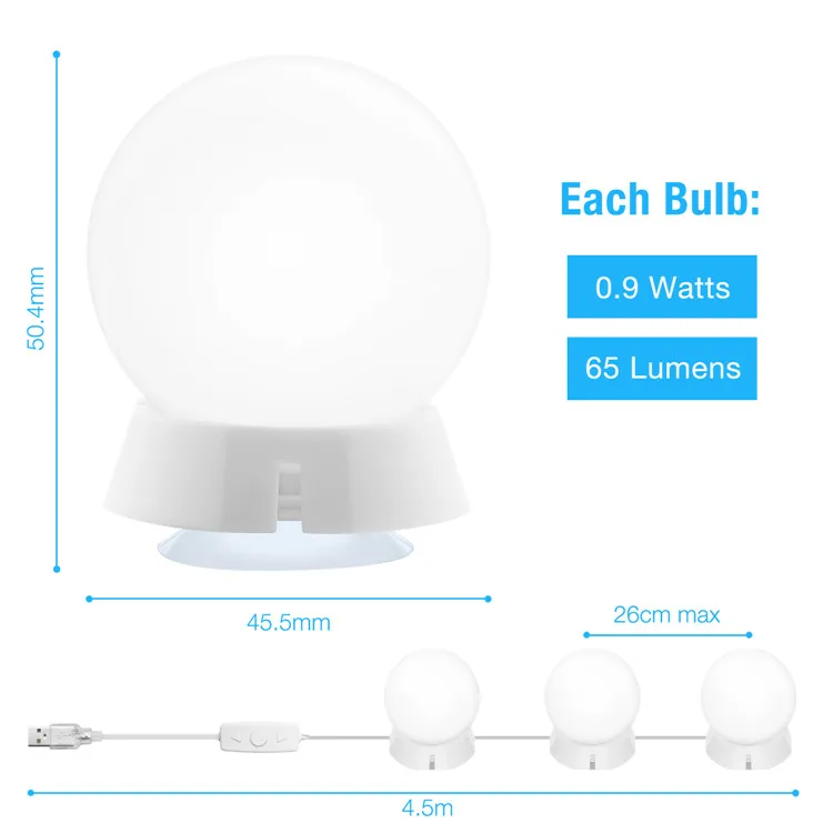 
Hollywood Style Makeup Mirror Vanity Bulbs Kit USB Cable Power Supply Vanity Mirror Lights Kit Led Mirror Lights 
