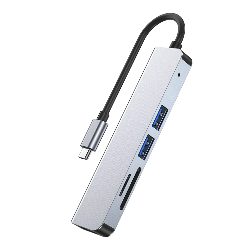 

Laptop 6 In 1 Usb Hub 3.0 Multi Stripe Type C Card Reader Mobile Phone Smart Usb C Pd Card Reader Online Sd Type C Usb Hub