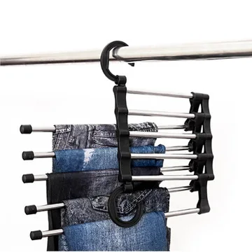 

Hot Selling Multifunction Shelves Storage Organizer 5 in 1 Pant Rack Magic Trouser Hanger